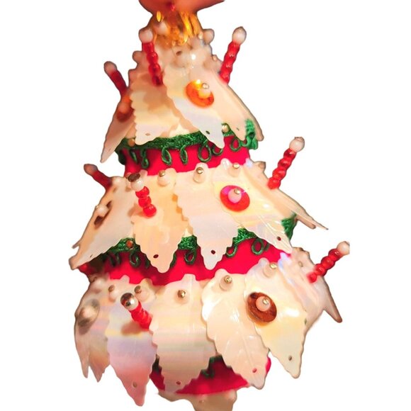 Vintage Handmade Push Pin Christmas Ornament Mid Century Retro Kitsch Hours of W - Picture 5 of 11